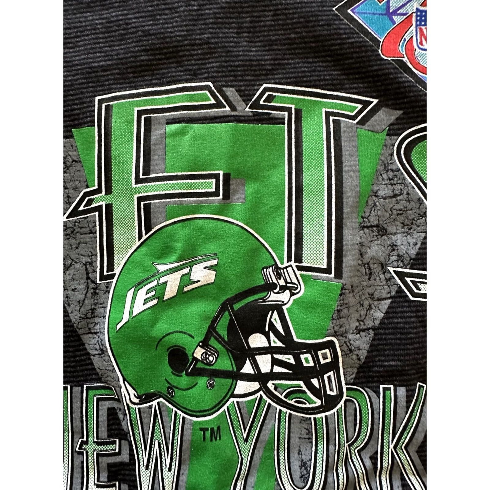 NFL VINTAGE 90s New York Jets Tee T Shirt Trench Single Stitch XL Men's Black NFL Size US XL / EU 56 / 4 - 4 Thumbnail