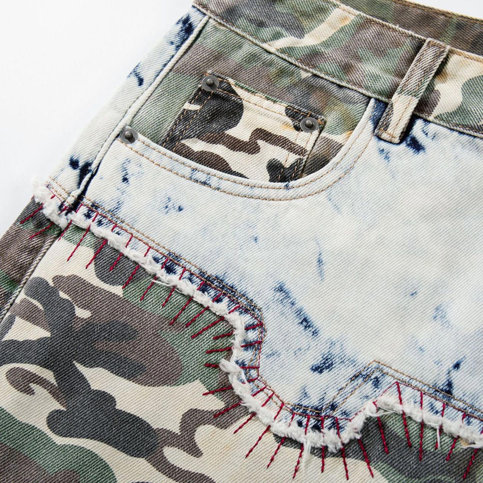 Other Camo Patchwork Casual Pants Wide-Leg Trousers Size US 32 / EU 48 - 2 Thumbnail