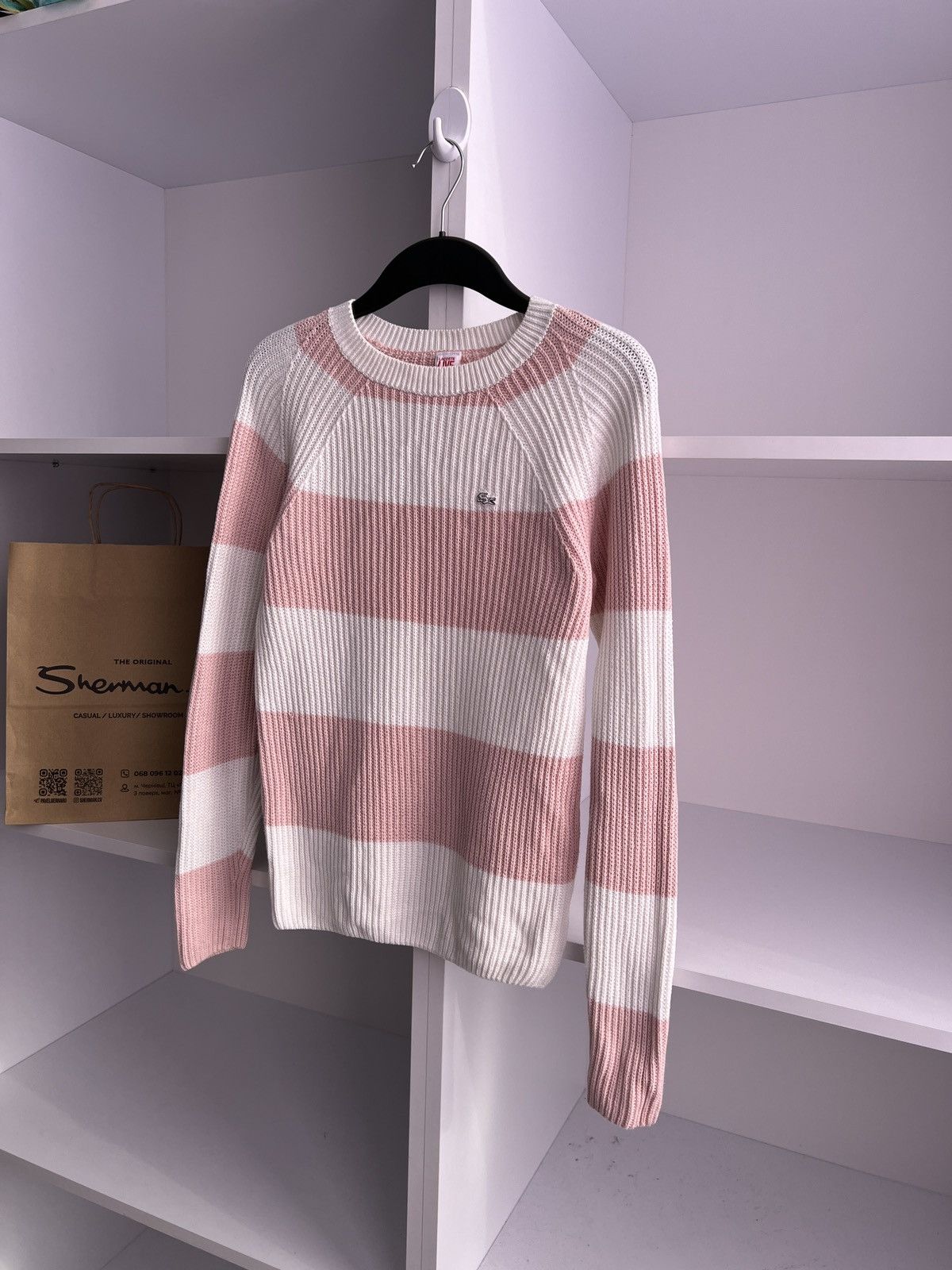 Lacoste × Vintage Vintage Lacoste Live Women’s Striped Knitted Warm Sweater Size XS / US 0-2 / IT 36-38 - 8 Thumbnail