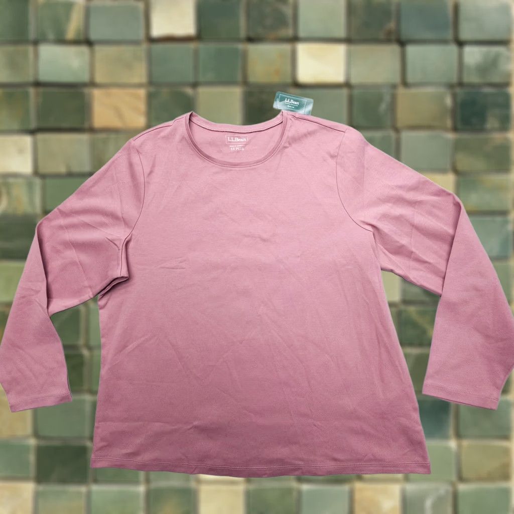 Vintage L.L. Bean Shirt Womens 1X Pink 100% Cotton Crew Neck Long Sleeve Tee Shirt Size XL / US 12-14 / IT 48-50 - 1 Thumbnail