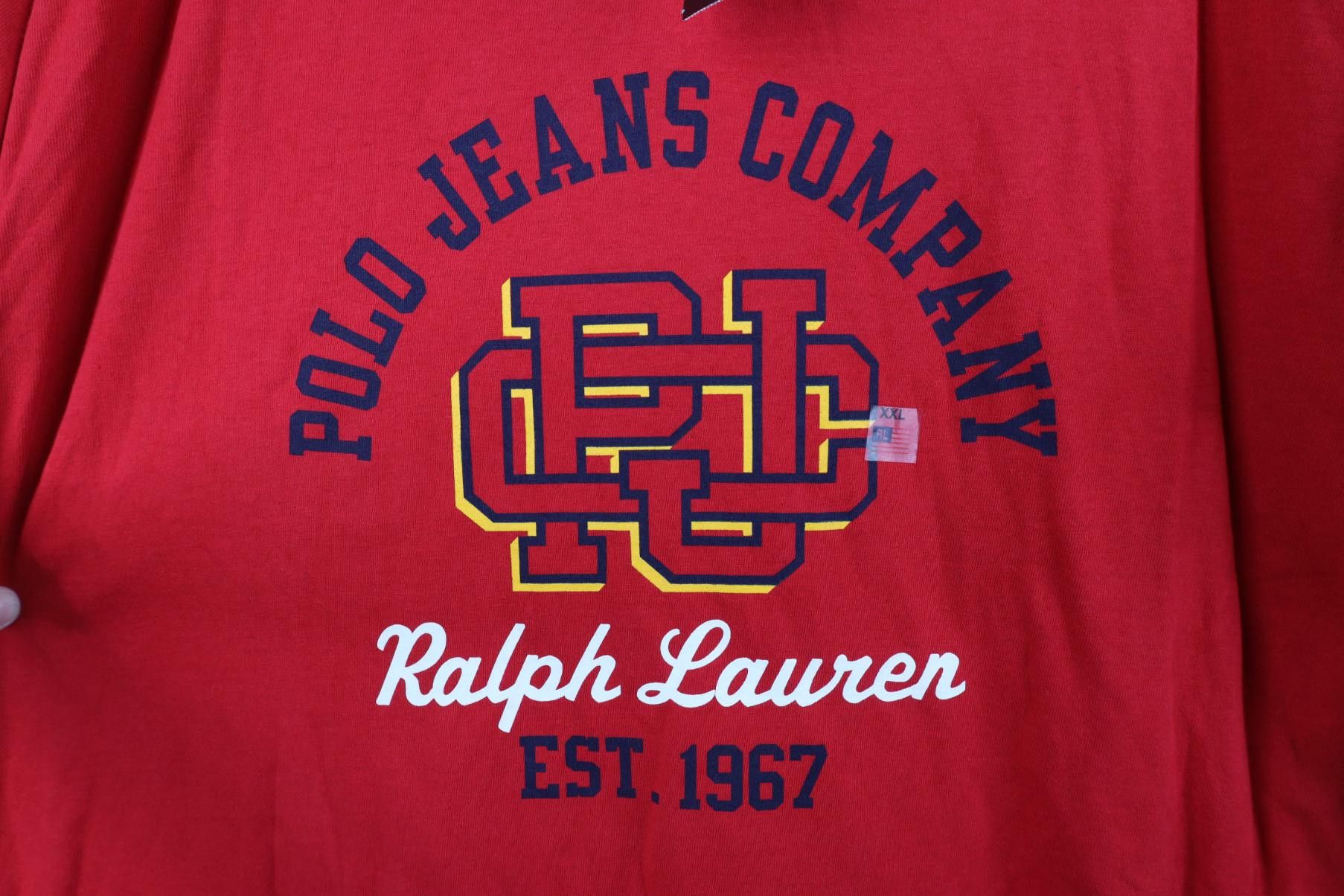 Polo Ralph Lauren Deadstock Vintage 90s Ralph Lauren Monogram Script T-Shirt Size US XXL / EU 58 / 5 - 4 Thumbnail