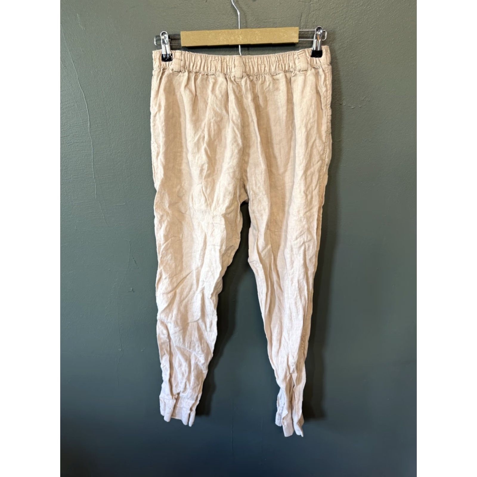 Nicole Miller Nicole Miller Womens Beige Joggers Pants Linen Size Medium Size 32" / US 10 / IT 46 - 2 Thumbnail