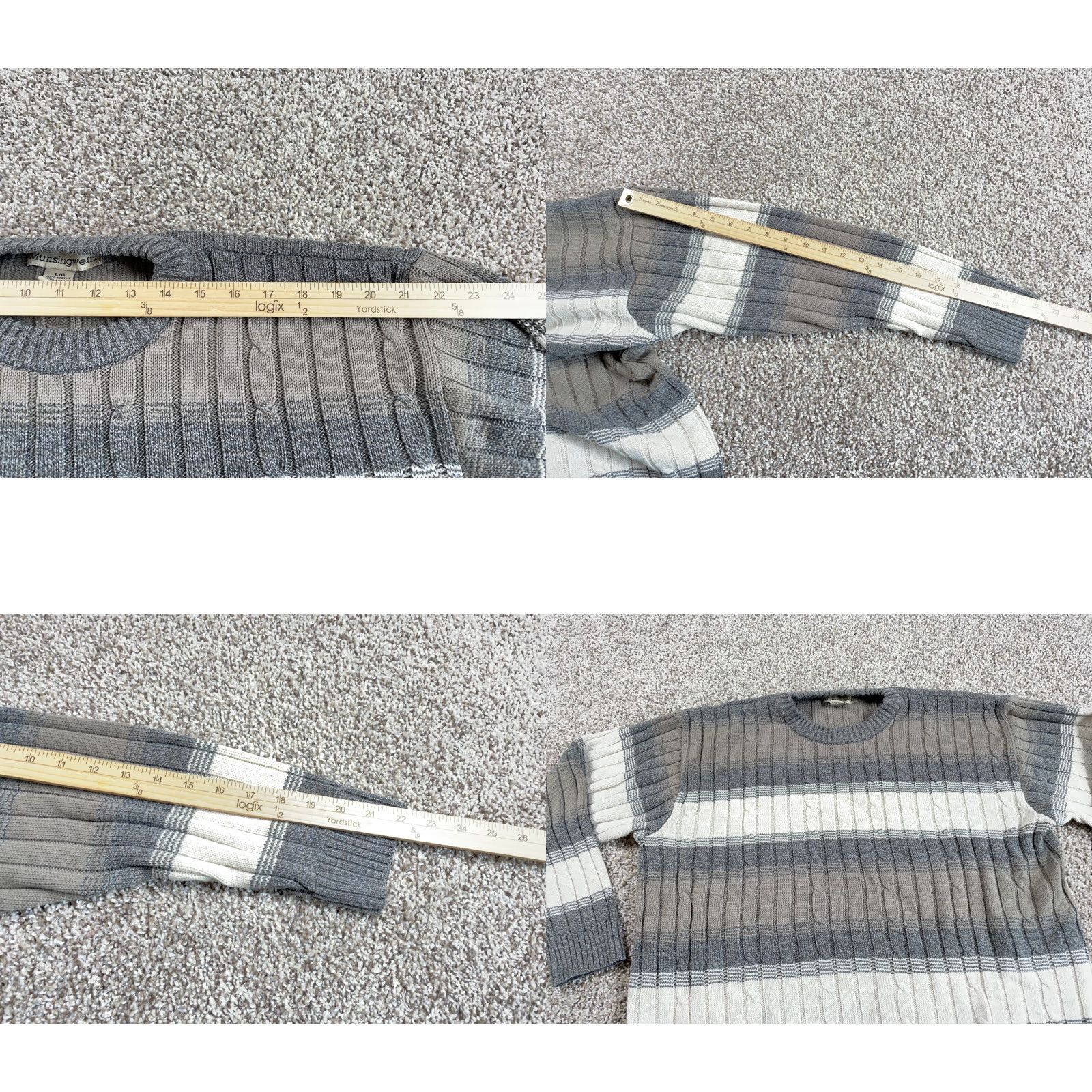 Vintage VINTAGE MunsingWear Chunky-Knit Striped Sweater Adult Large Gray Beige Mens Size US L / EU 52-54 / 3 - 8 Thumbnail