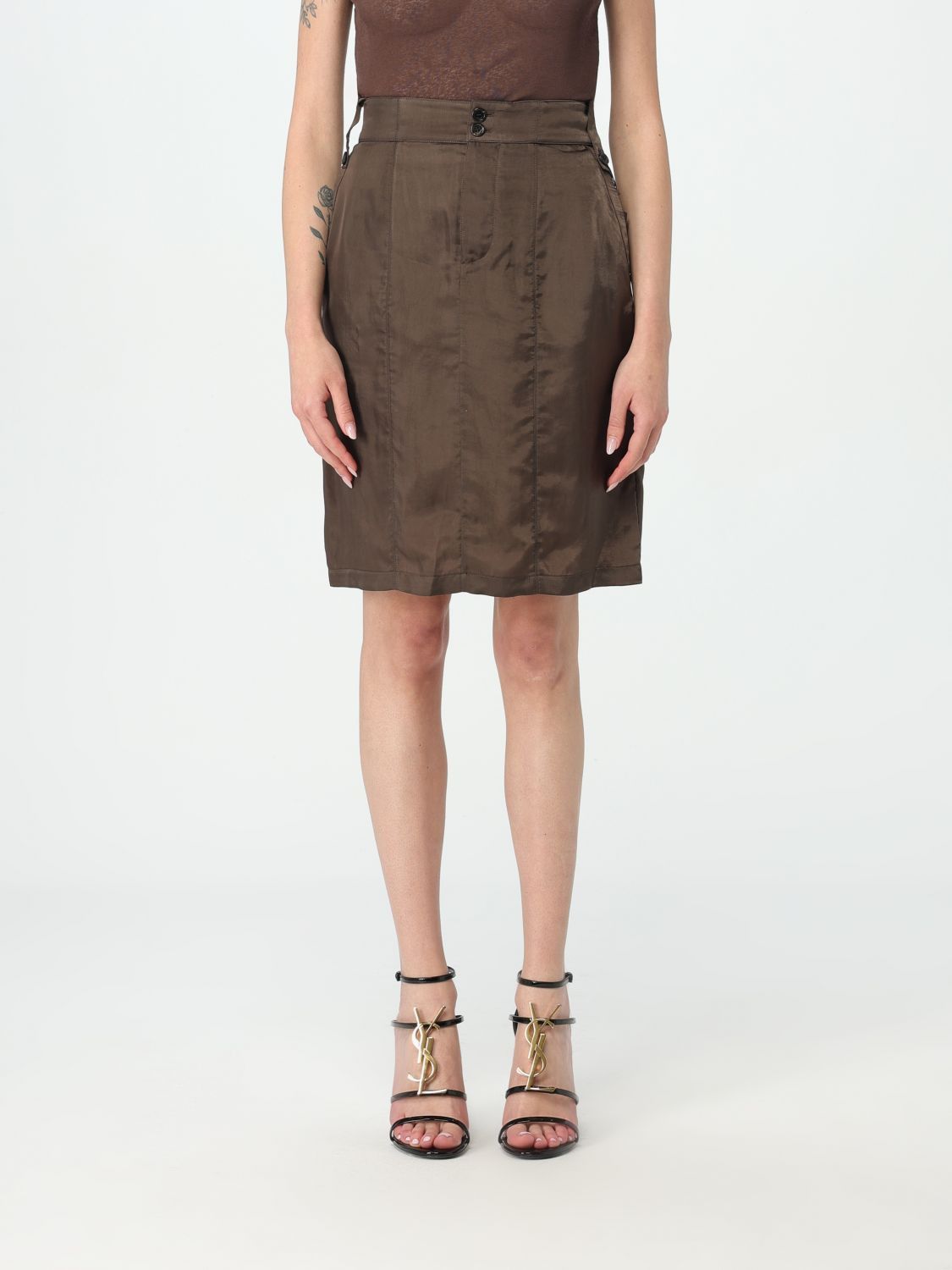 image of Saint Laurent Paris Saint Laurent Skirt Woman Cocoa, Women's (Size 26)
