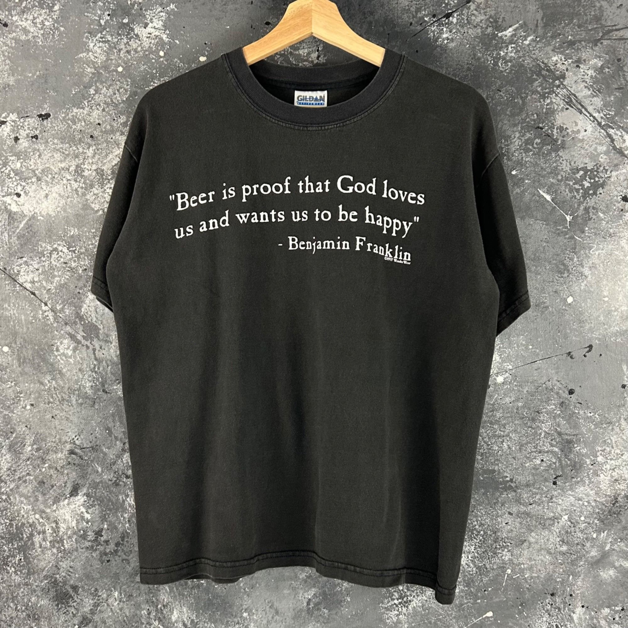 Vintage Vintage 1990’s Beer God script shirt Size US L / EU 52-54 / 3 - 1 Thumbnail