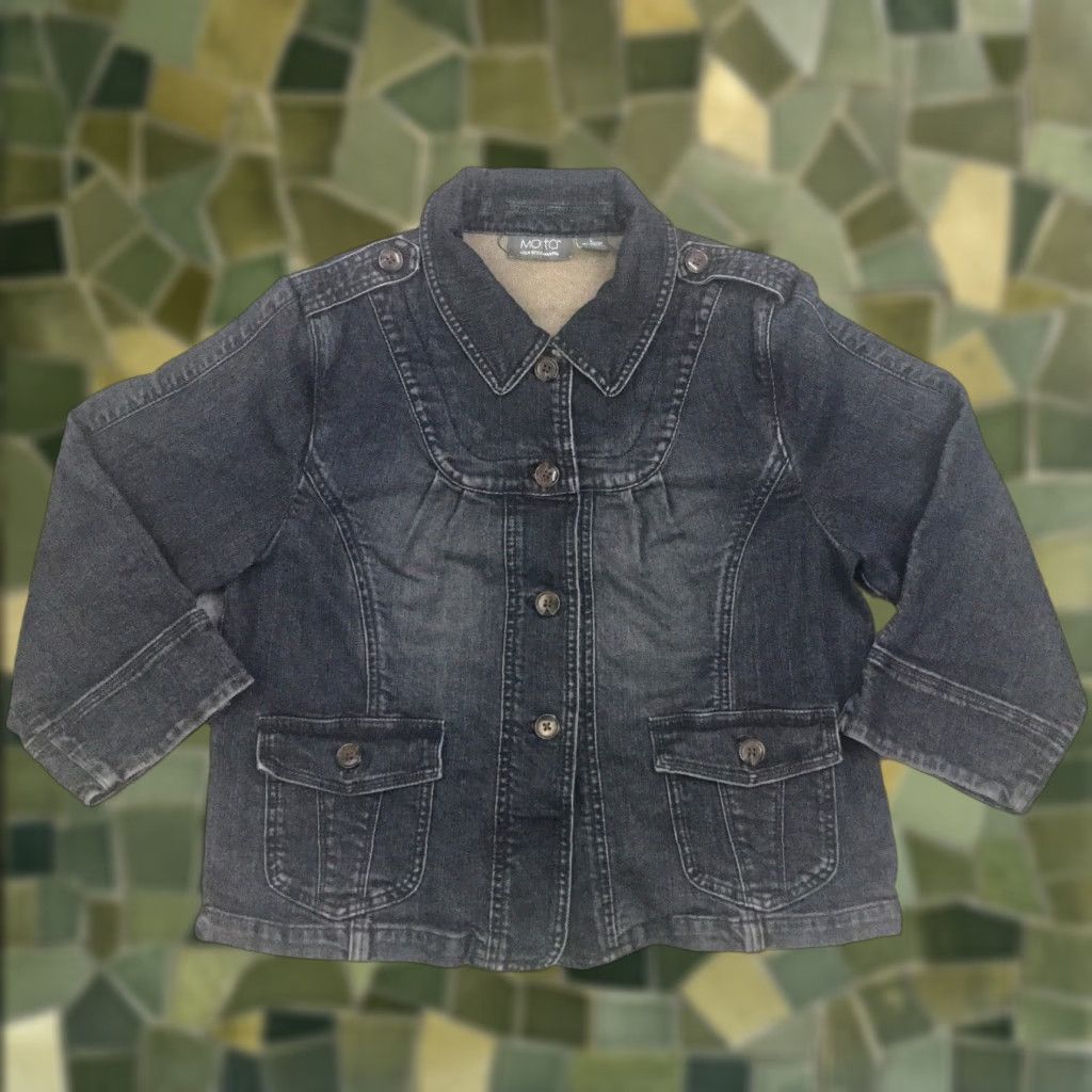 Denime Motto Jacket Womens Large Blue Denim Button Down Front Pockets Size 36" / US 14 / IT 50 - 1 Thumbnail