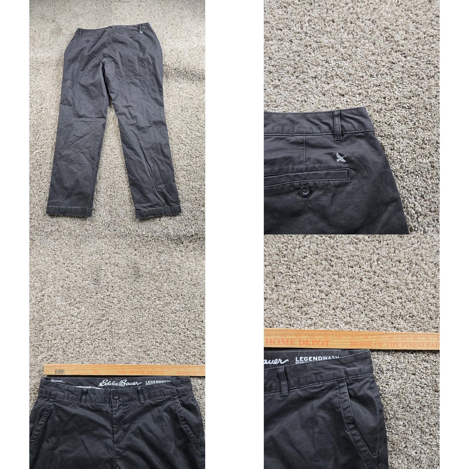 Eddie Bauer Eddie Bauer Women XL Gray Boyfriend Chino Pants Regular Straight Twill Lined Pocket Logo Casual 36in 28in Rise High Size 40" / US 18 - 8 Thumbnail