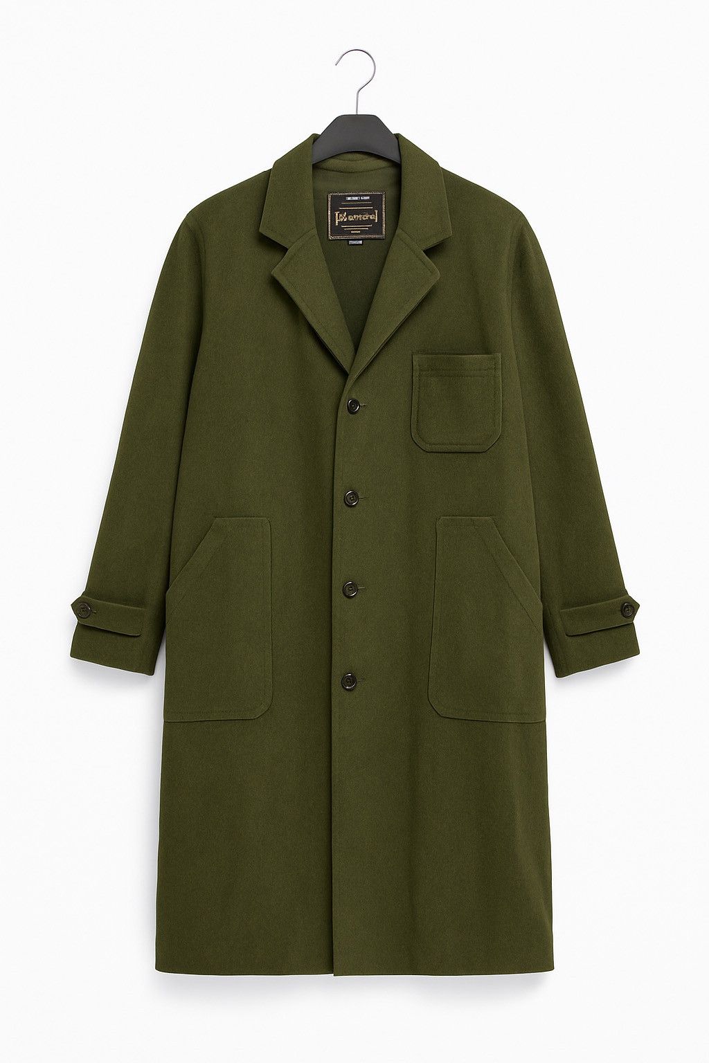 Japanese Brand Vintage Temptation Olive Wool-Blend Overcoat Workwear Style Size US M / EU 48-50 / 2 - 1 Thumbnail