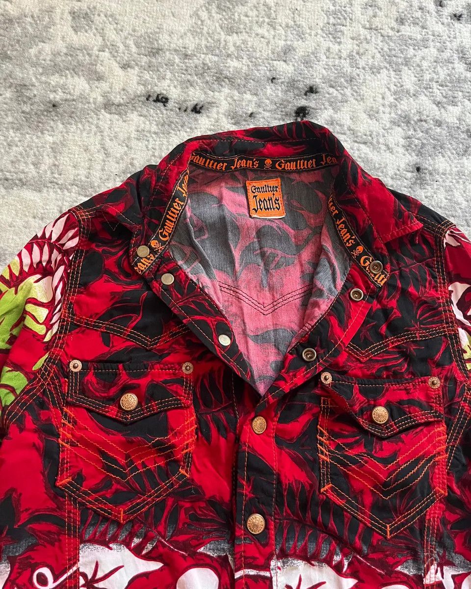 Jean Paul Gaultier × Vintage 90s Jean Paul Gaultier 'Jeans' Hawaiian Shirt Size S / US 4 / IT 40 - 4 Thumbnail