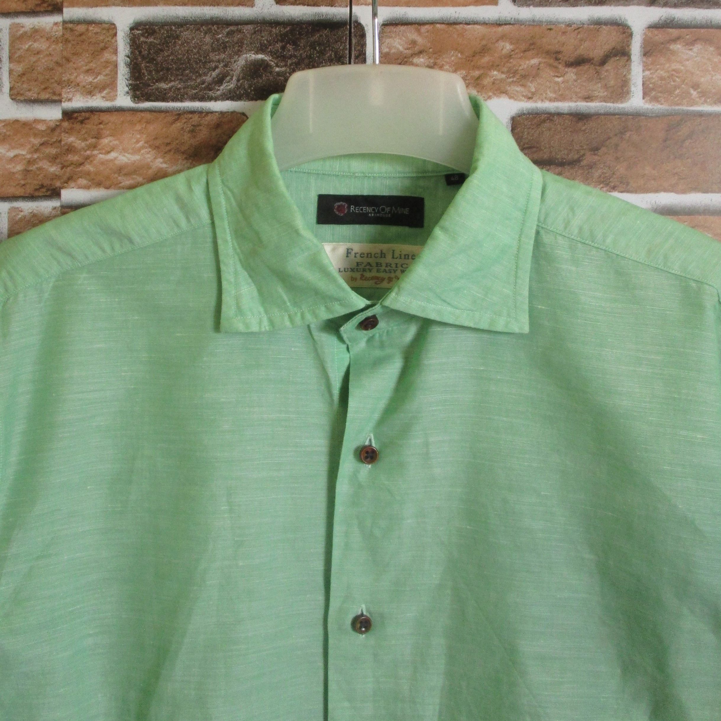 ABAHOUSE Green Color Cotton/Linen Shirt Size US M / EU 48-50 / 2 - 3 Thumbnail
