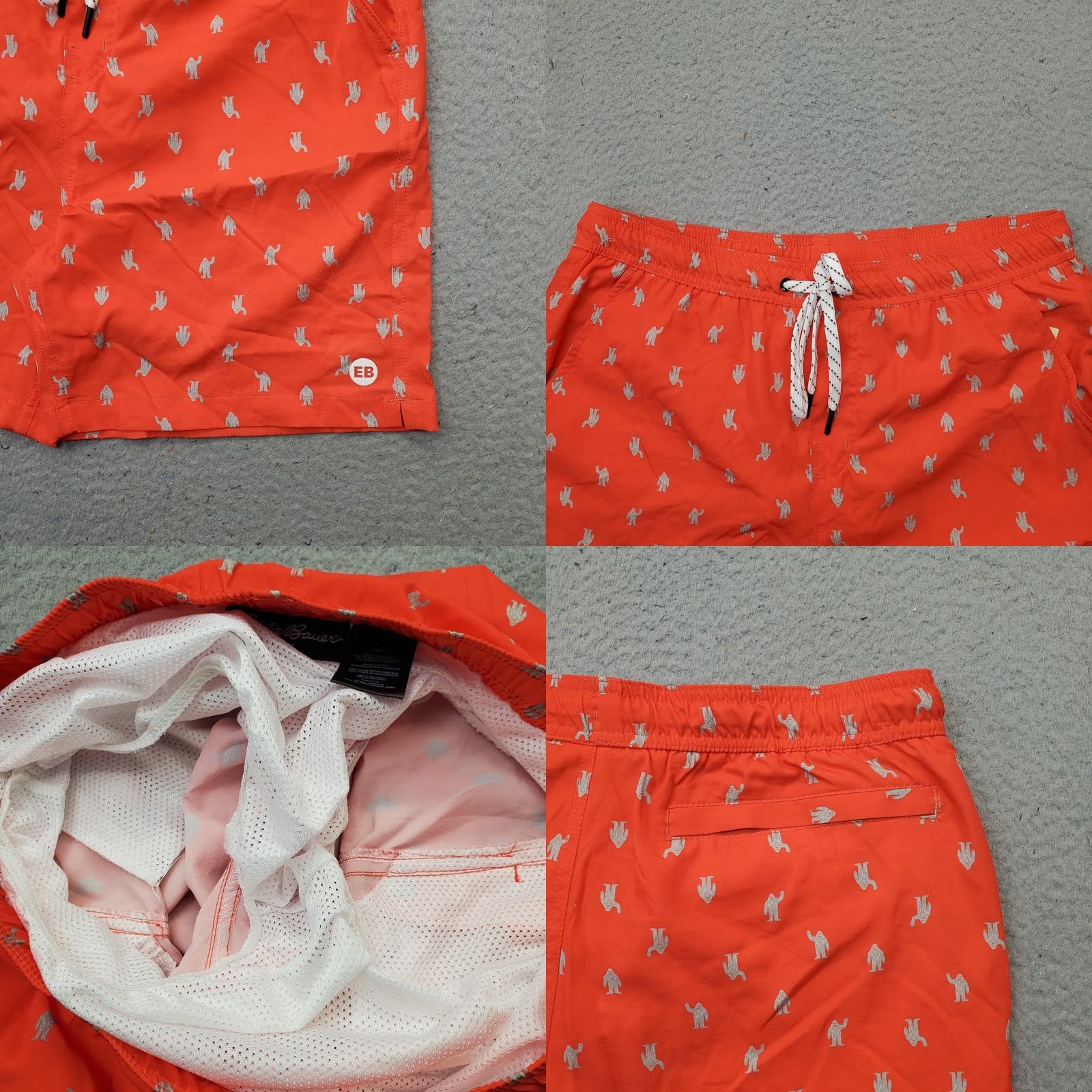 Eddie Bauer Eddie Bauer Swim Trunks Mens M Multi Sasquatch Bigfoot Yeti Print Drawstring Size ONE SIZE - 8 Thumbnail