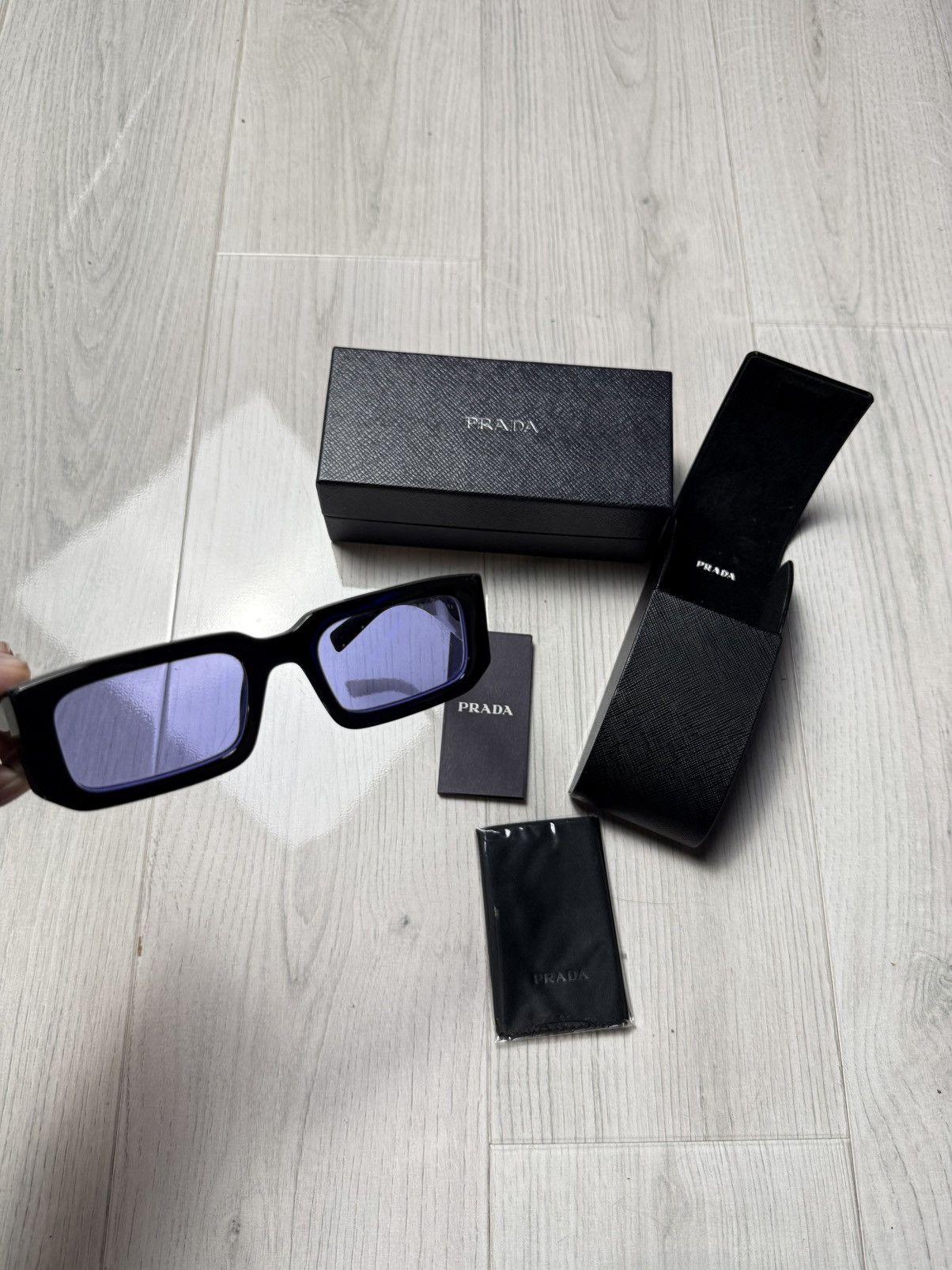 Prada Prada Sunglasses PR 06YS Black with Violet Lenses Size ONE SIZE - 5 Thumbnail
