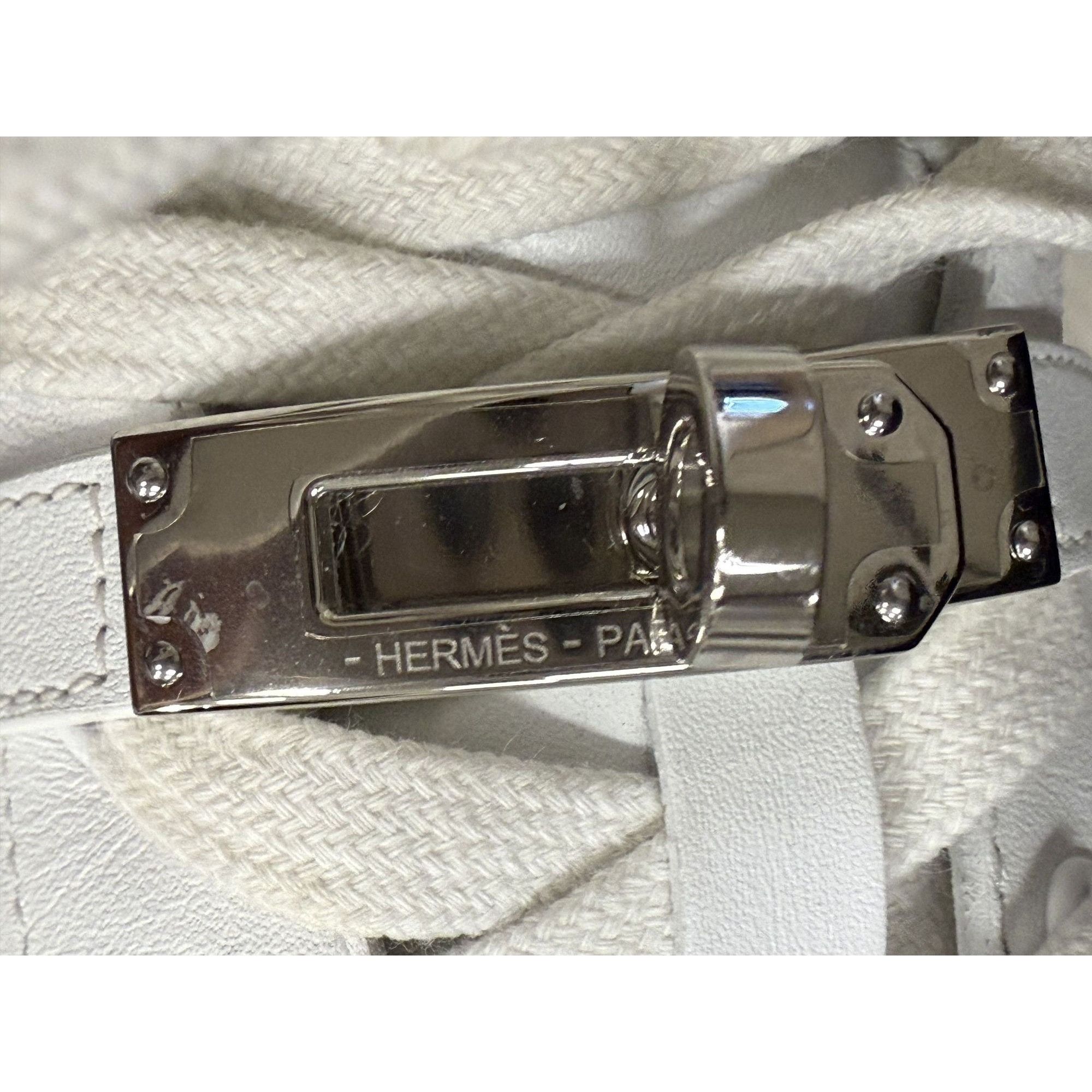 Hermes Hermès High-Top White Leather Sneakers With Silver Buckle De Size US 6 / IT 36 - 8 Thumbnail