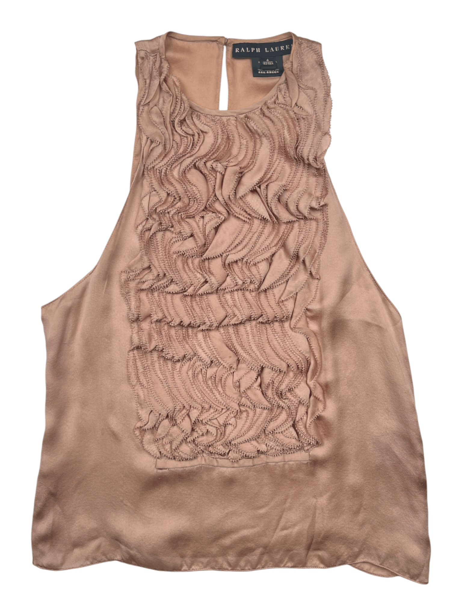 Ralph Lauren Dusty Rose Ruffles Sleeveless Silk Top Size S / US 4 / IT 40 - 1 Thumbnail