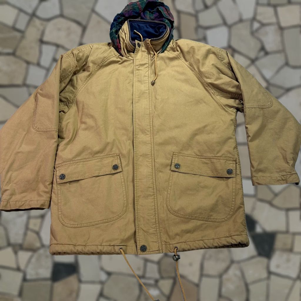 Vintage VINTAGE J.L. Colebrook Jacket Mens M Brown Hooded Canvas Parka Dijon Plaid Lining VTG Size US M / EU 48-50 / 2 - 1 Thumbnail