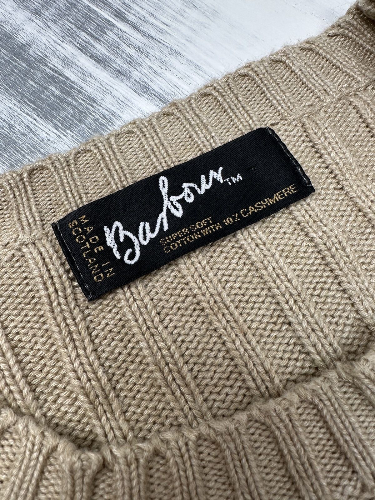 Barbour Vintage BARBOUR Cotton Cashmere Rich Rib Sweater Beige Men’s Size US M / EU 48-50 / 2 - 10 Thumbnail