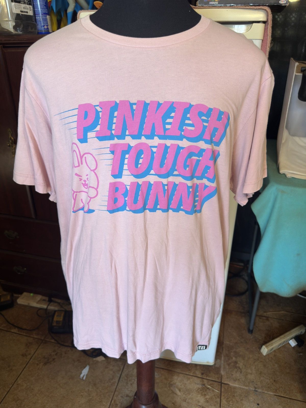 Uniqlo UNIQLO x BT21 Pinkish Tough Bunny Pink T-Shirt Men's XL Size US XL / EU 56 / 4 - 1 Thumbnail