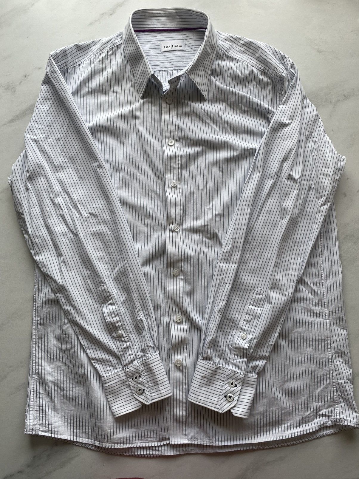 Casablanca White shirt striped blue Casablanca size 44 Vintage designer Size US XL / EU 56 / 4 - 6 Thumbnail