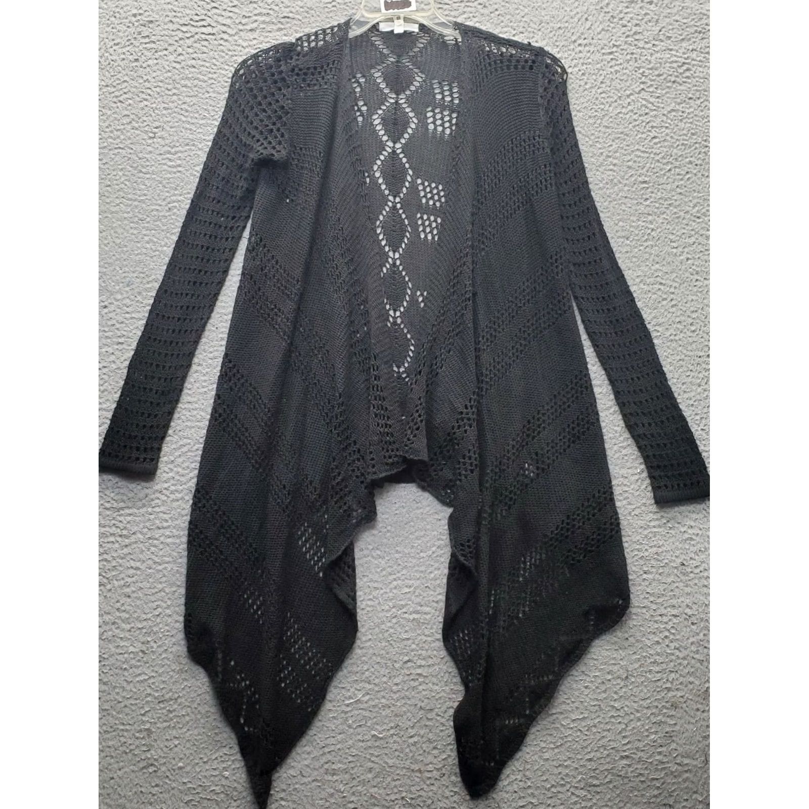 Vintage JACK Cardigan Womens XS Black Knitted Open Drape Front Lightweight Classic Fit Cardigan Size XS / US 0-2 / IT 36-38 - 2 Thumbnail