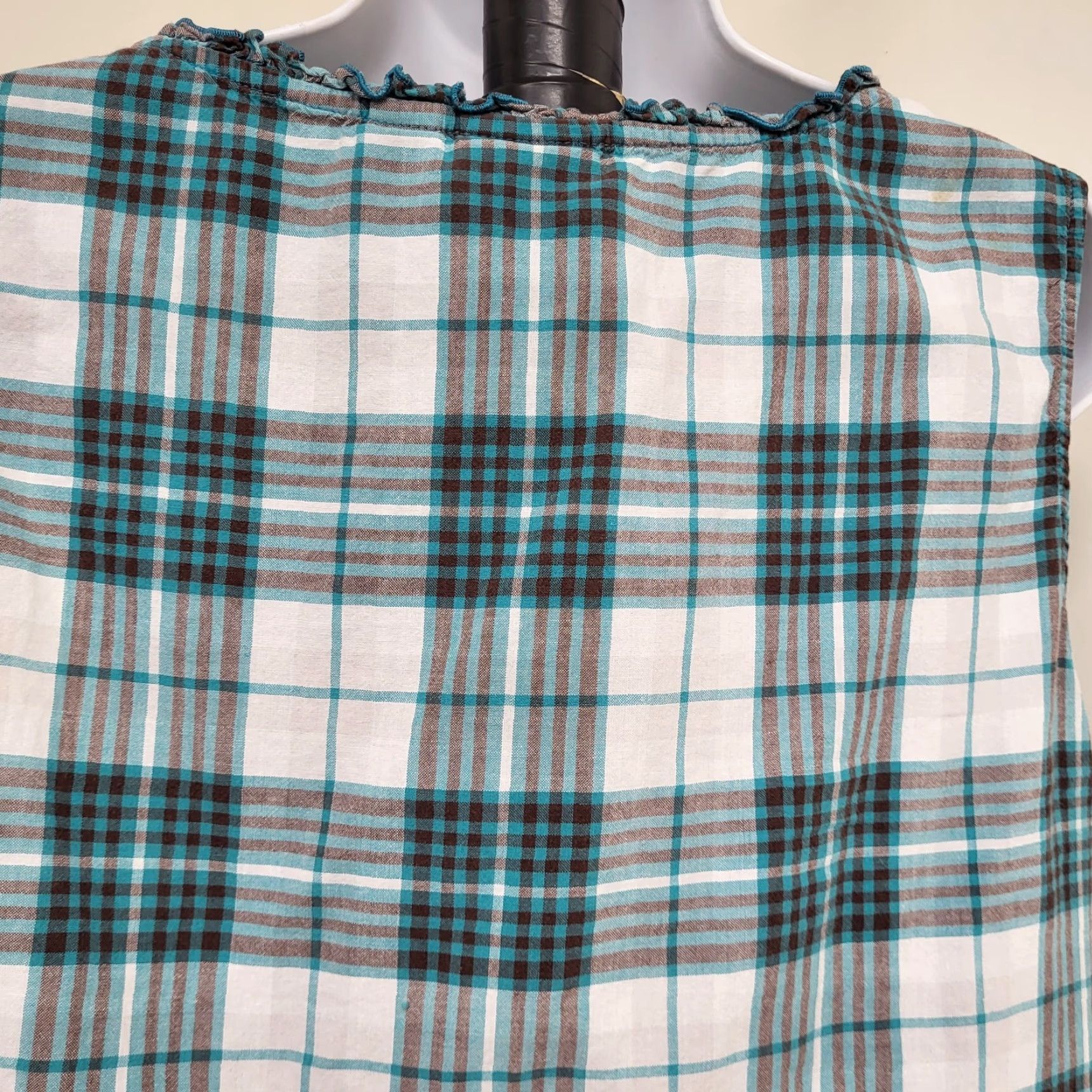 Vintage Cato Tank Top Women XL Sleeveless Plaid Scoop Neck Top Blue Spruce Plaid Top Size XL / US 12-14 / IT 48-50 - 6 Thumbnail