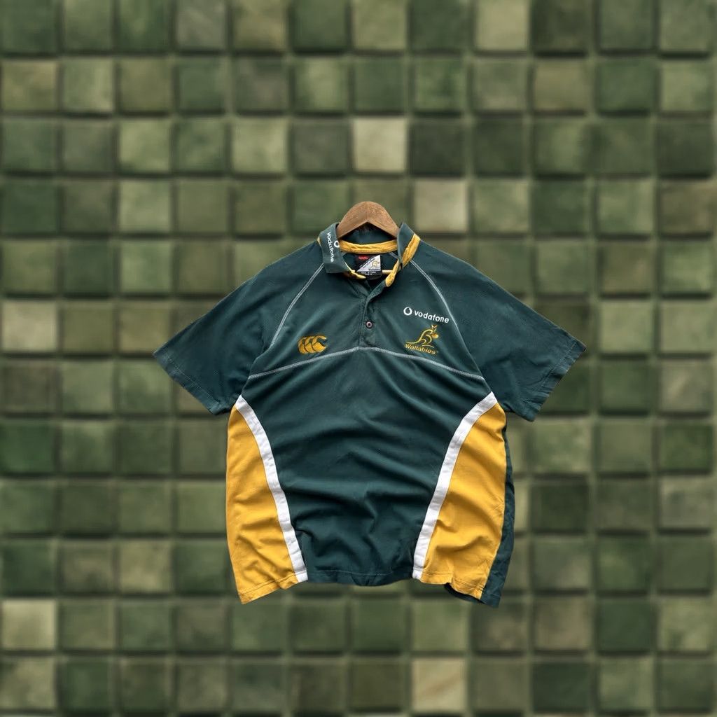 Vintage Canterbury Wallabies Polo Shirt Vintage 00s Striped Long Sleeve Green M Men Rugby Polo Shirt Size US M / EU 48-50 / 2 - 1 Thumbnail