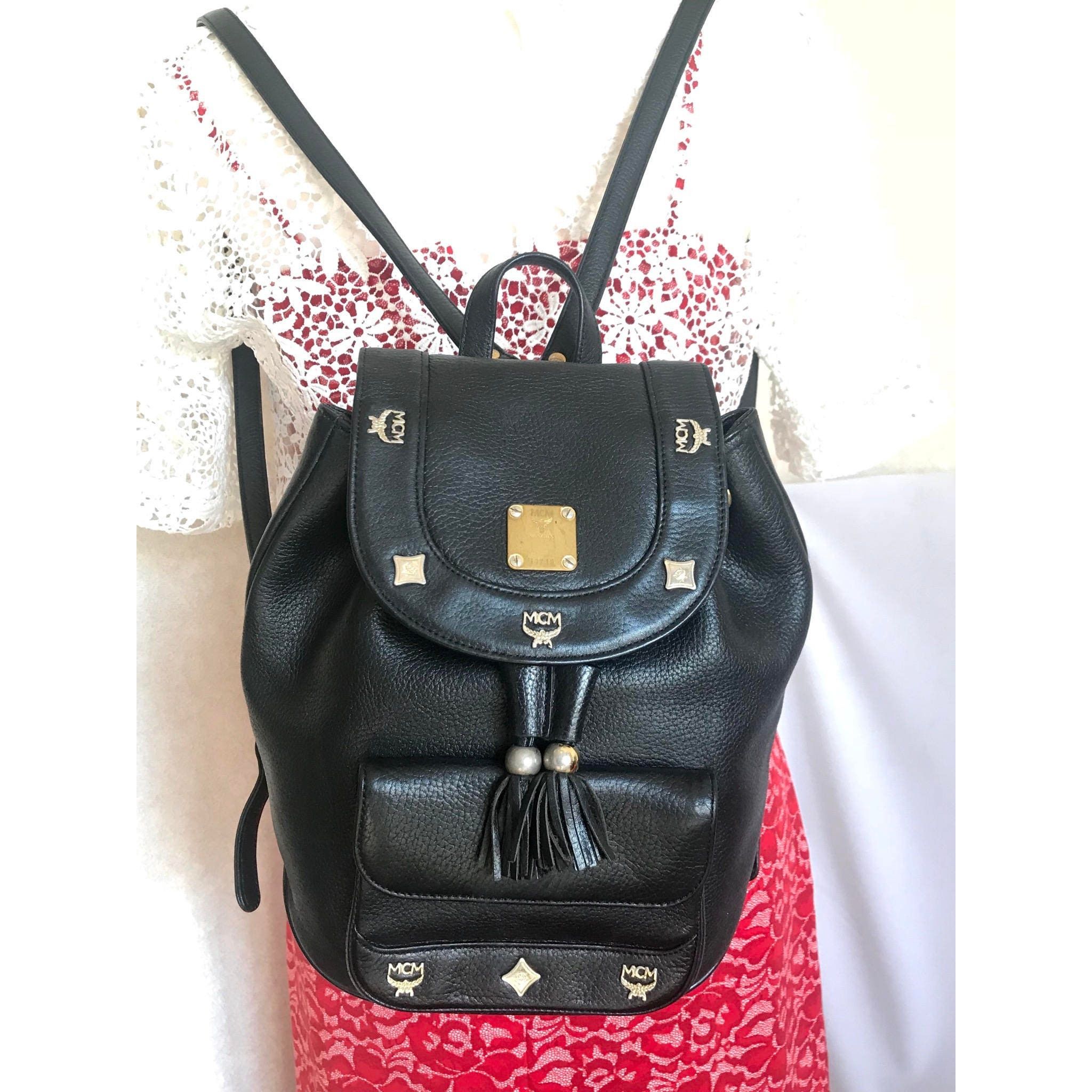 MCM Vintage MCM black backpack with golden studded logo motifs Size ONE SIZE - 2 Thumbnail