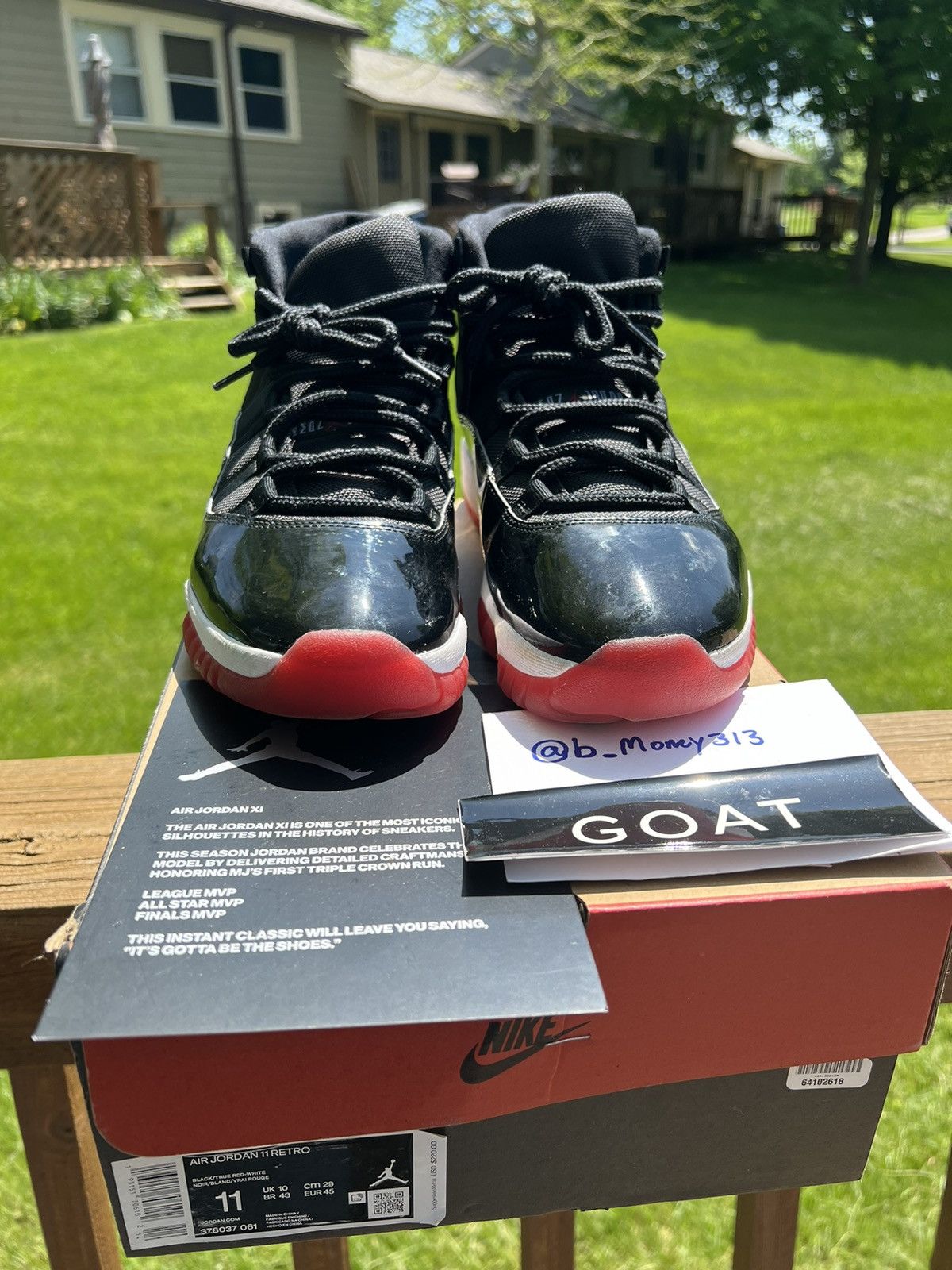image of Jordan Brand 11 Retro Playoffs Bred (2019) Shoes in Black, Men's