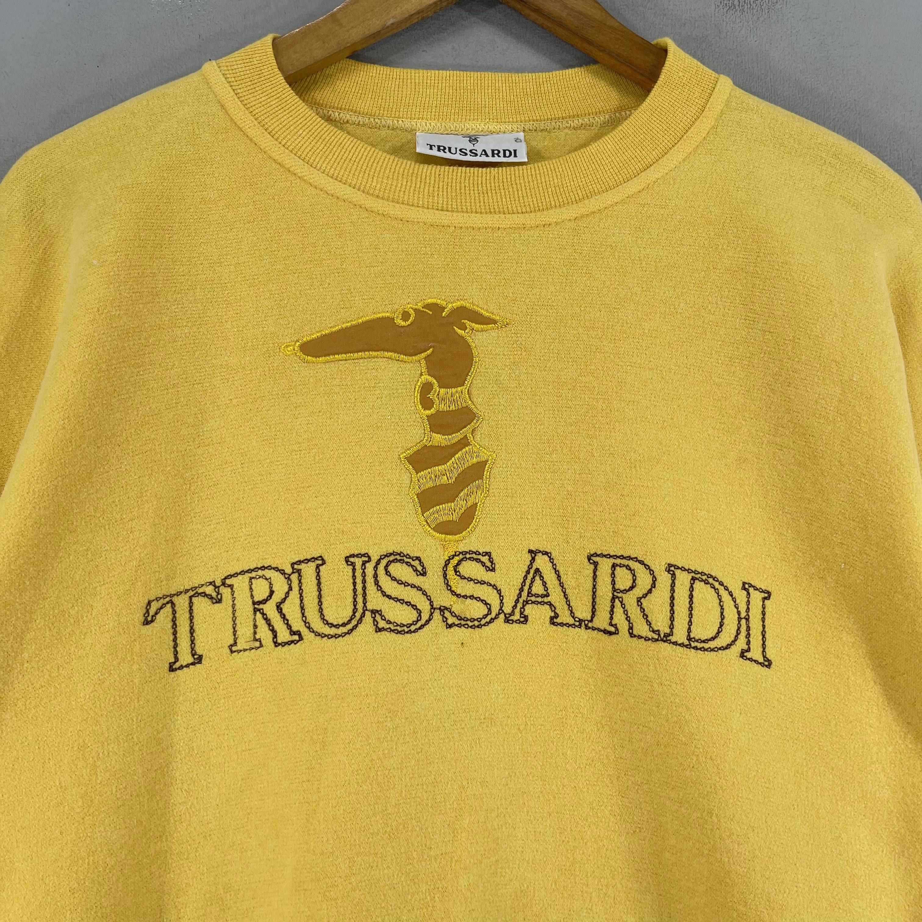 Trussardi × Vintage Vintage TRUSSARDI Itay Big Logo Embroidery Sweatshirt Size M / US 6-8 / IT 42-44 - 2 Thumbnail