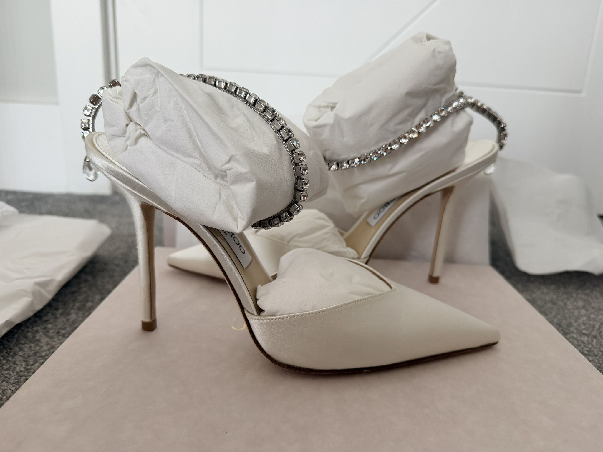 Jimmy Choo Jimmy Choo Saeda 100 Ivory/Crystal Size US 10 / IT 40 - 1 Thumbnail