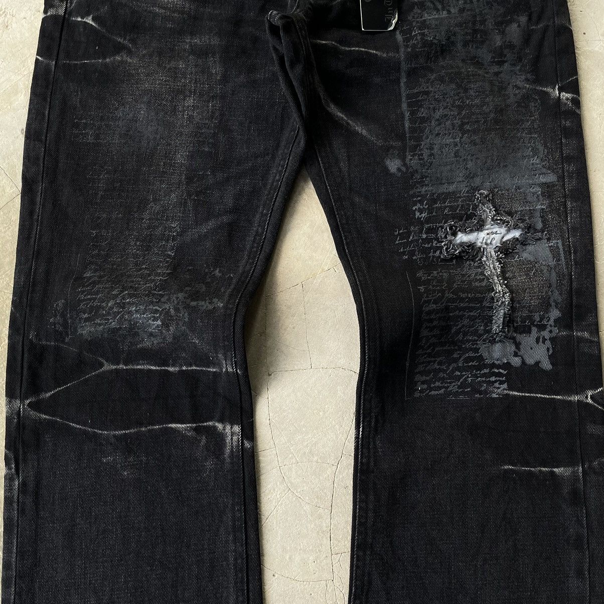Le Grande Bleu (L.G.B.) IN THE ATTIC ARCHIVE GOTHIC PUNK CROSS POEM BLACK DENIM JEAN Size US 32 / EU 48 - 8 Thumbnail