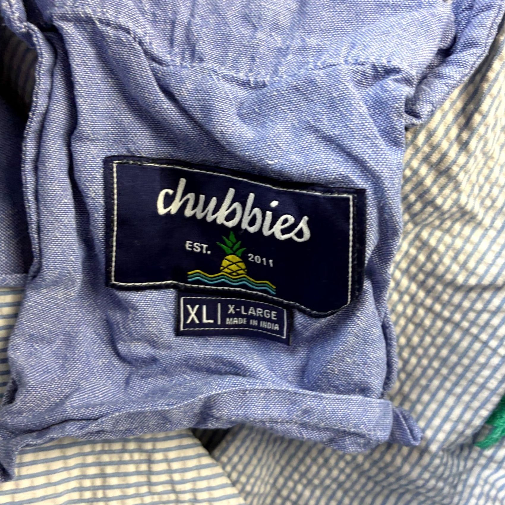 Chubbies Chubbies Everywhere Shorts XL Blue 7” Seersucker All Over Print Chino Casual Mens Bags Pockets Drawstring Elastic Waist 7 In Inseam Size US 36 / EU 52 - 5 Thumbnail