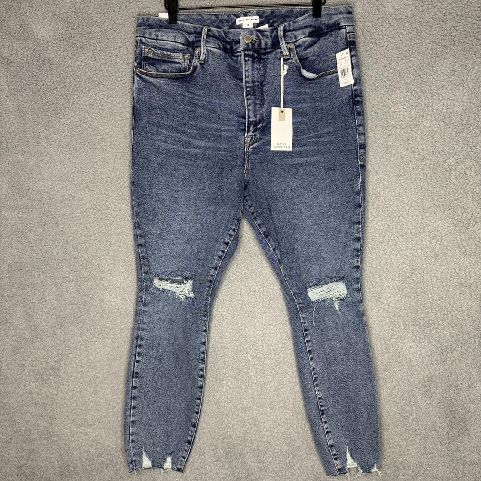 Other GOOD AMERICAN NWT Size 15 Good Waist Crop Denim Jean in Blue Size 32" / US 10 / IT 46 - 3 Thumbnail