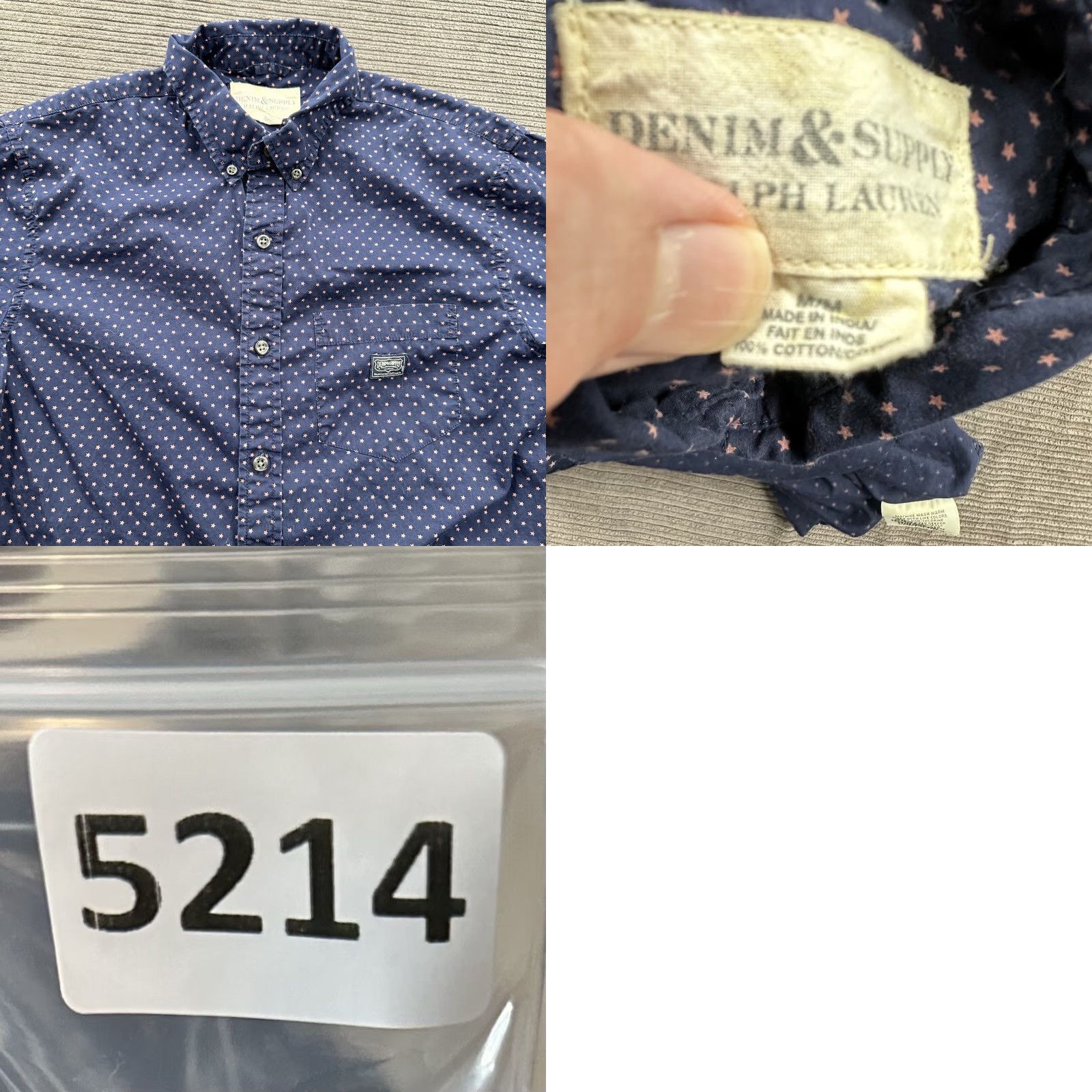 Vintage Denim & Supply Ralph Lauren Shirt Men Medium Blue Button-Down Stars All Over Size US M / EU 48-50 / 2 - 8 Thumbnail