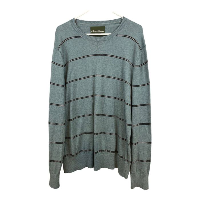 Eddie Bauer Eddie Bauer Cotton Cashmere Bluish Green Striped Sweater XL ...