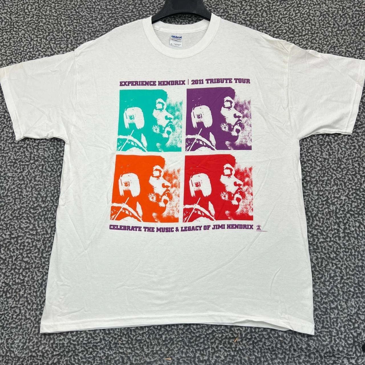 Gildan Vintage Experience Jimi Hendrix Shirt Men XL White Gildan Size US XL / EU 56 / 4 - 1 Thumbnail