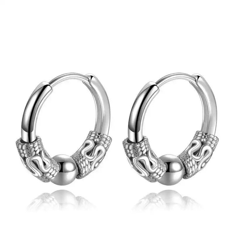 Vintage Classic Men Stainless Steel Hoop Earrings Size ONE SIZE - 4 Thumbnail