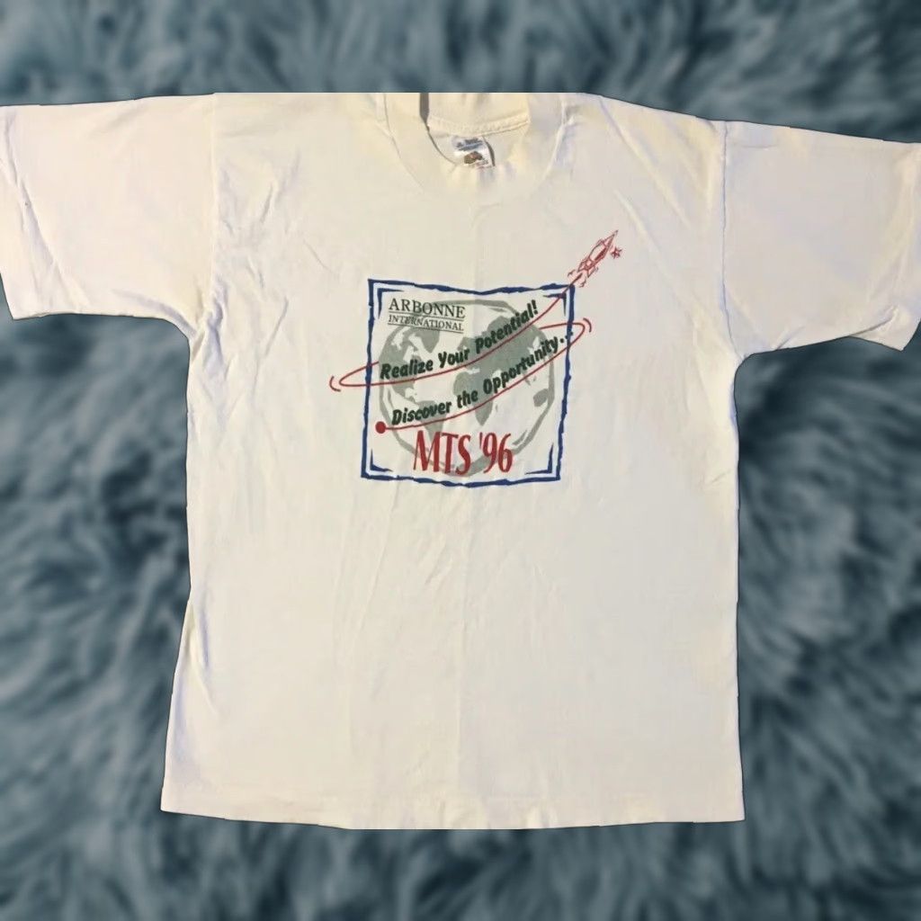 Vintage VINTAGE Realize Your Potential 90s T-Shirt Mens S White Grunge Kindness 80s 90s USA Logo Funny Family Friends Size US S / EU 44-46 / 1 - 1 Thumbnail