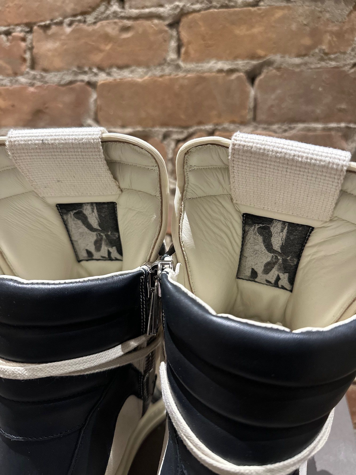 Rick Owens Rick Owens Geobasket Sneakers – White/Black Suede Leather Size US 8 / EU 41 - 10 Thumbnail