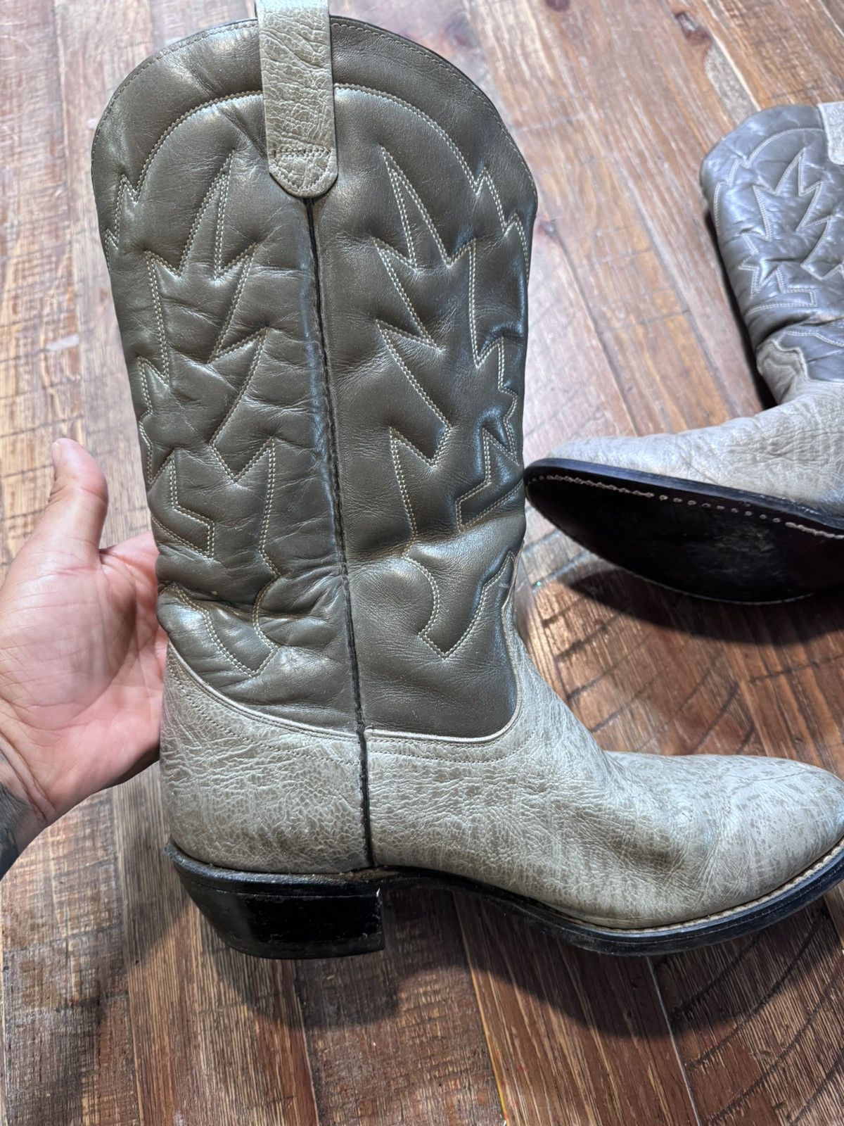 Vintage Men’s Vintage Genuine Leather Western Cowboy Boots Gray Size US 9 / EU 42 - 6 Thumbnail