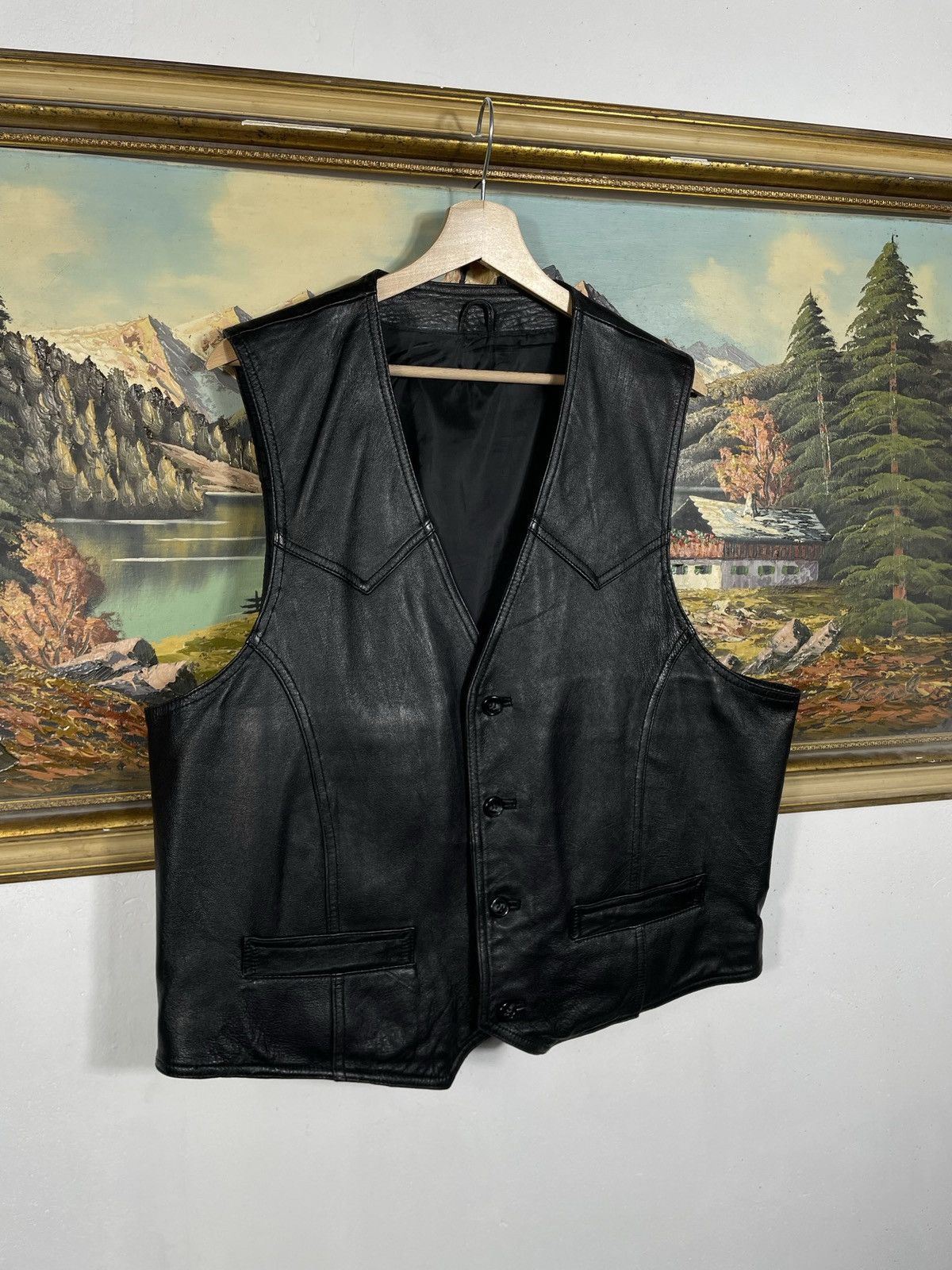 Vintage Vintage Y2k Real Leather Black Vest Jacket Punk Rock Motor Size US XL / EU 56 / 4 - 2 Thumbnail