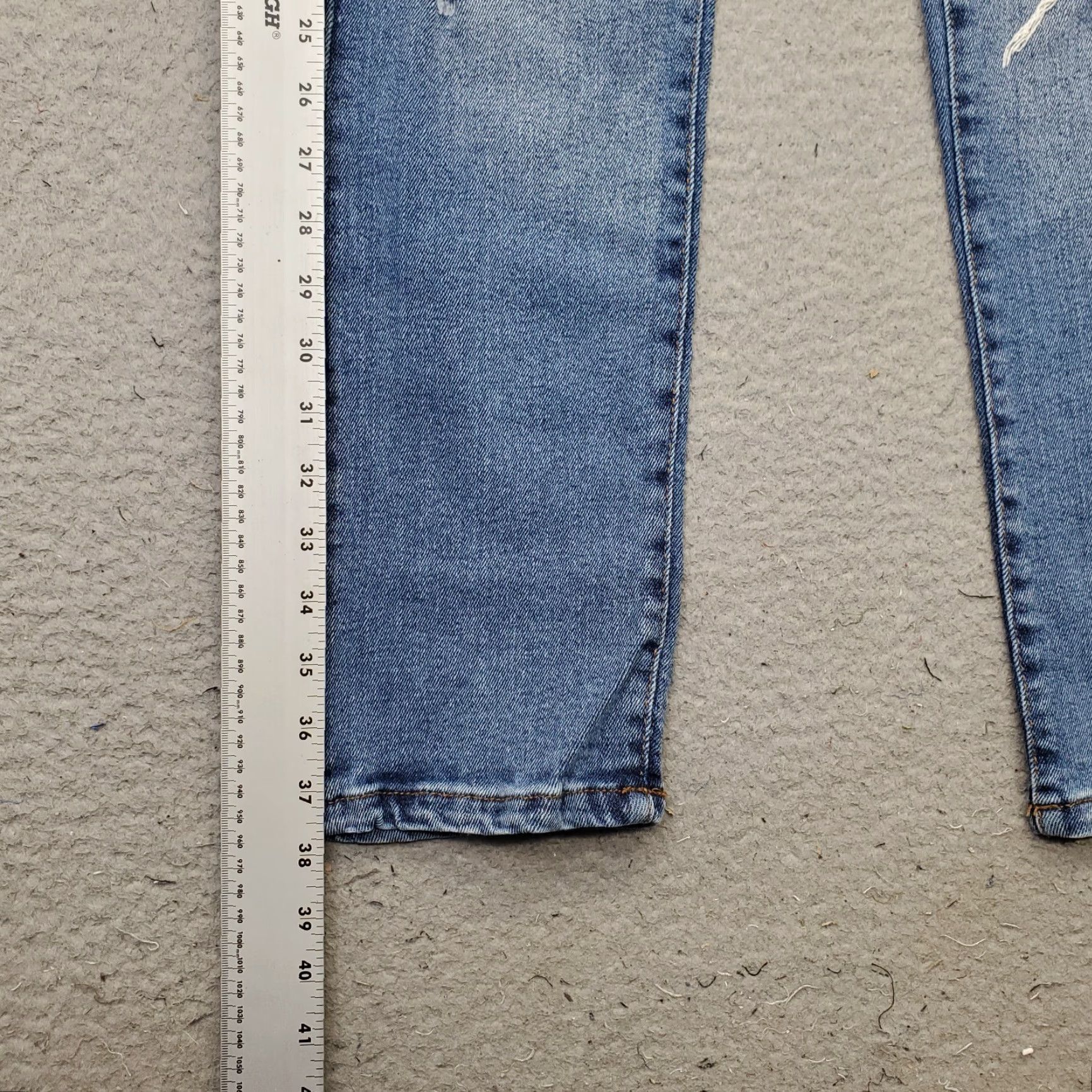Vintage Rachel Roy Jeans Women's 6/28 Blue Denim Stretch Boho High Waisted Denim Jeans Distressed 5-Pocket Regular Fit Womens Size 6Blue Size 28" / US 6 / IT 42 - 3 Thumbnail