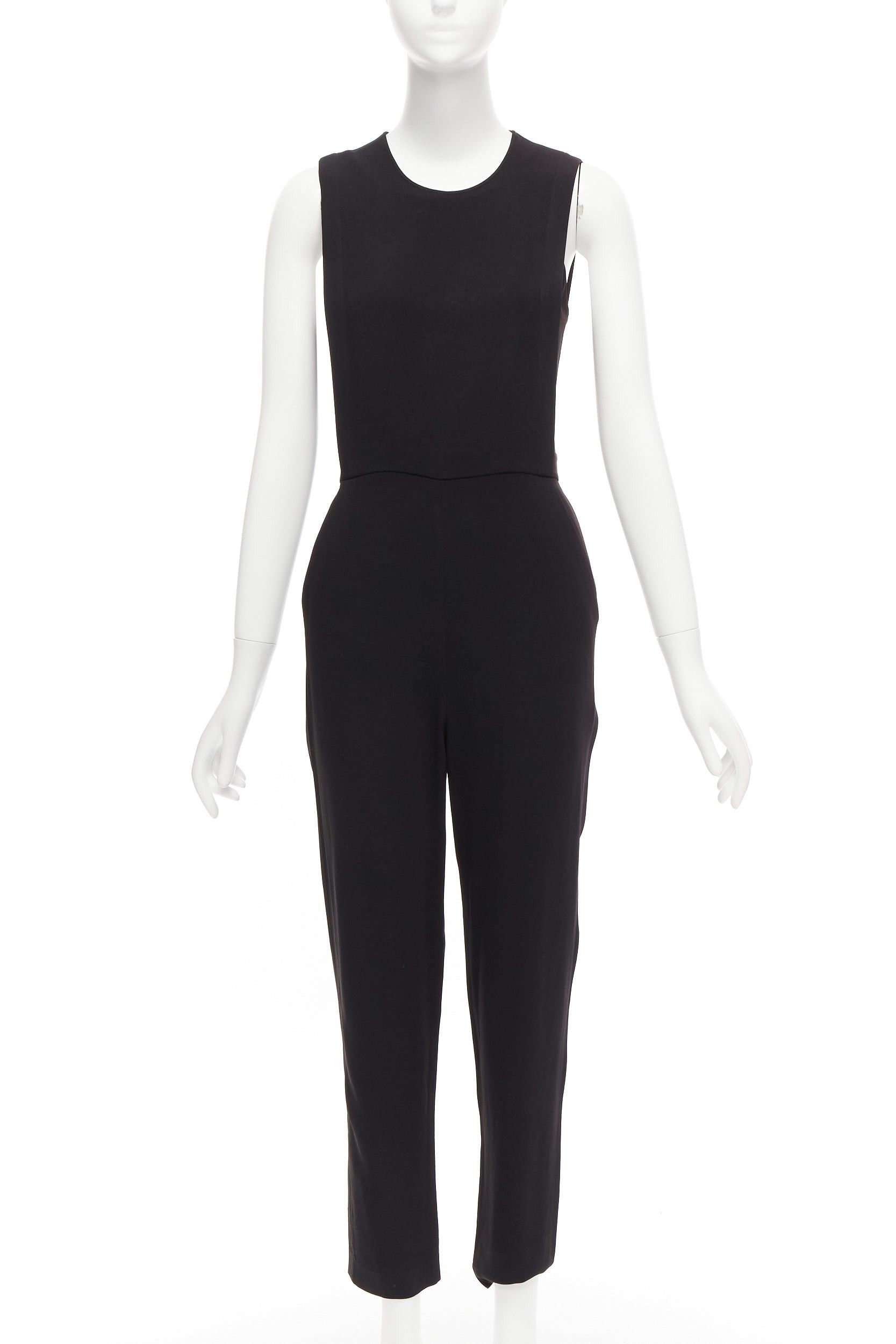 Theory THEORY black layered top back zip cropped sleeveless jumpsuit US0 XS Size 26" / US 2 / IT 38 - 1 Thumbnail