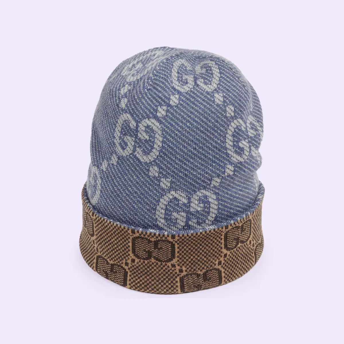 Pre-owned Gucci Hat Cap Monogram Wool Gg Logo ‎716585 3gajy 4165 In Navy/brown