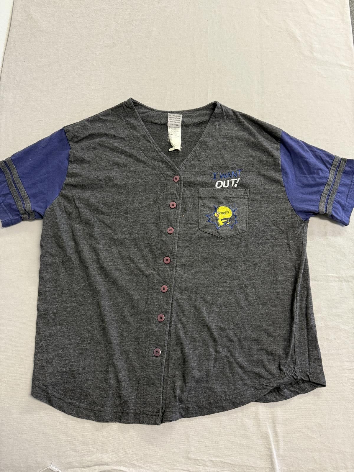 Designer VTG Looney Tunes Tweety Bird Baseball Jersey - Womens XL Size XL / US 12-14 / IT 48-50 - 1 Thumbnail