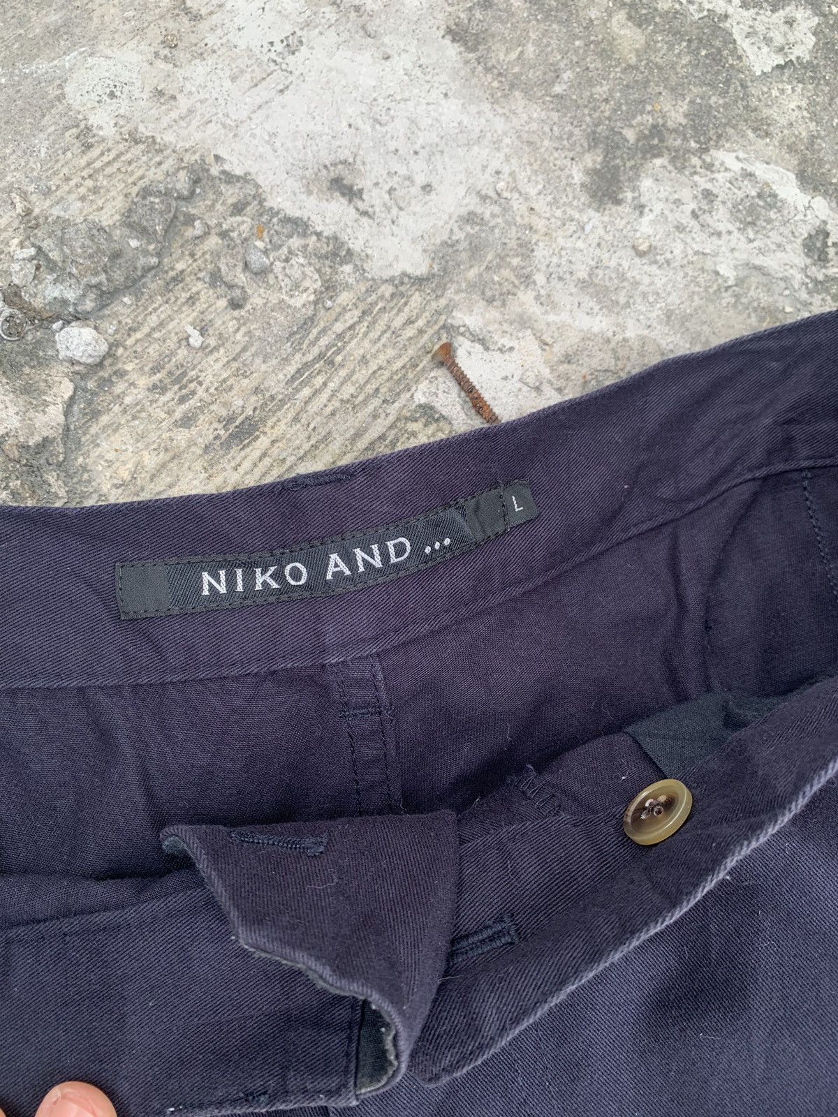 Japanese Brand Steal 🔥 baggy Niko and buckle back double knee loose pants Size US 33 - 14 Thumbnail