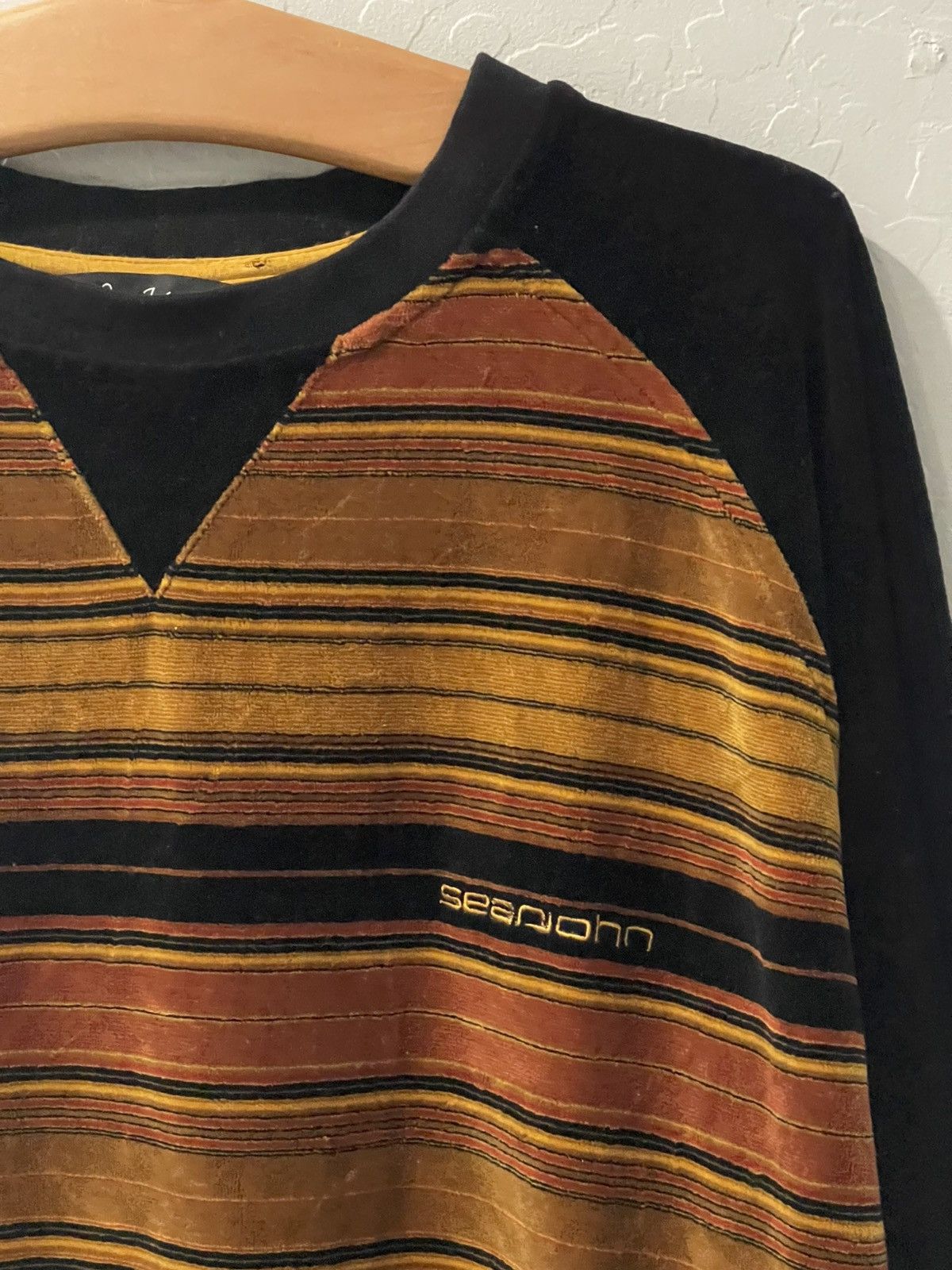 Sean John × Vintage Vintage Y2K Sean John Striped Velour Pullover Size 2XL Size US XXL / EU 58 / 5 - 2 Thumbnail