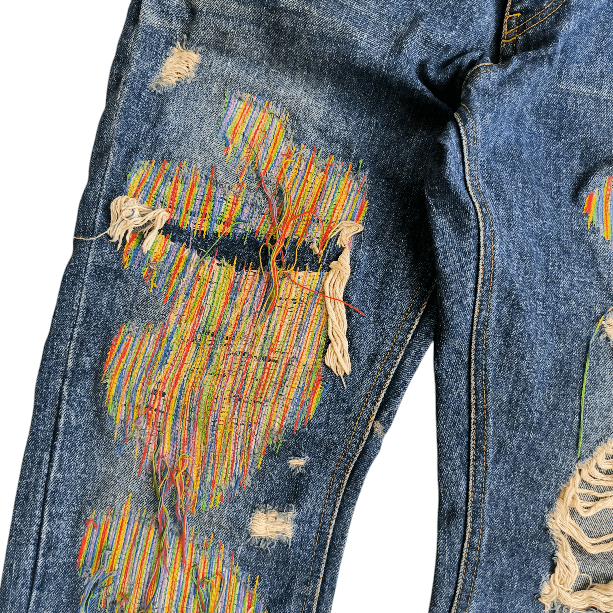 Japanese Brand Vintage 2000s Random Production Japan Distressed Jeans Size US 32 / EU 48 - 2 Thumbnail