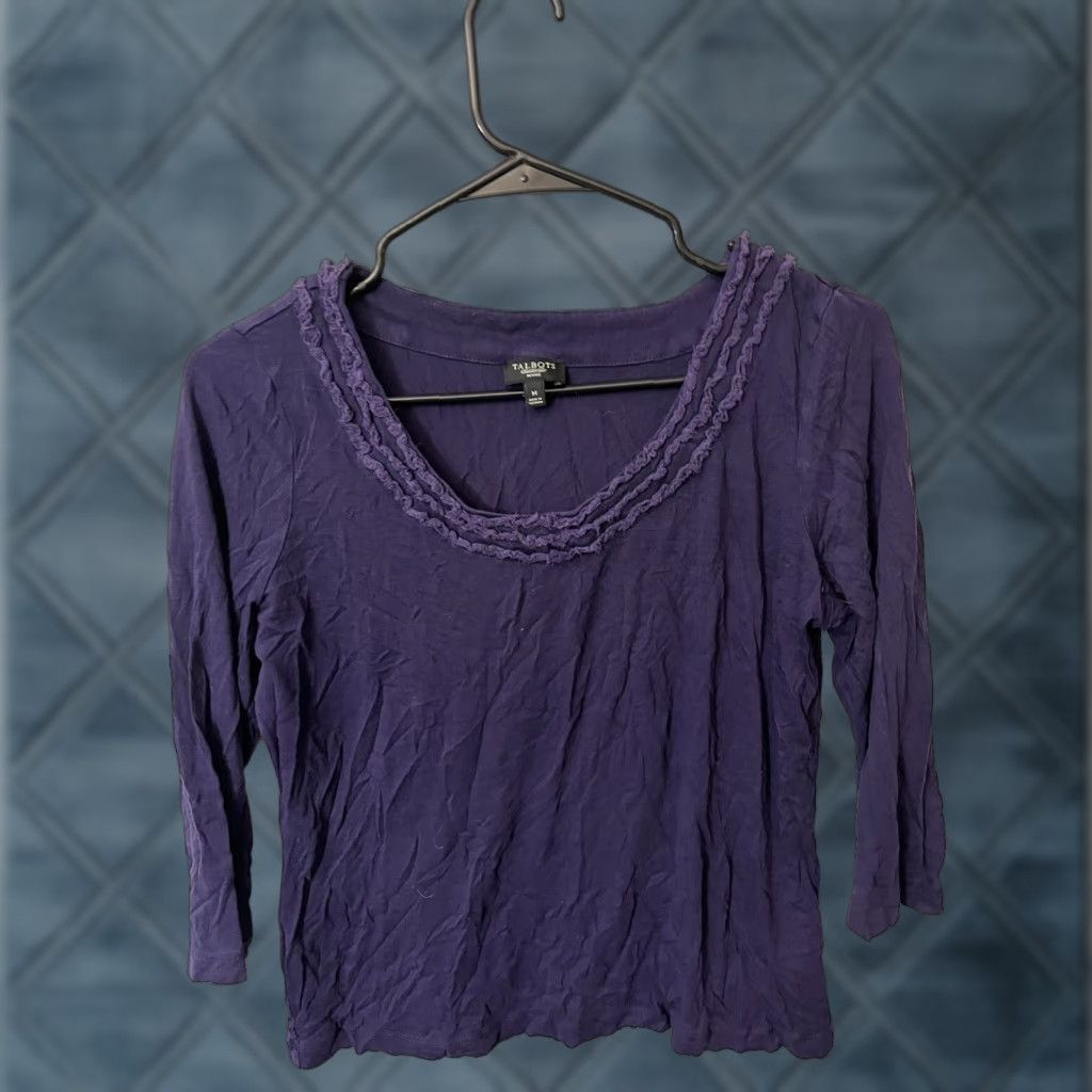 Talbots Talbots Shirt Women’s Medium Purple Round Neck 3/4 Sleeve Solid Tee Top Womens Size M / US 6-8 / IT 42-44 - 1 Thumbnail