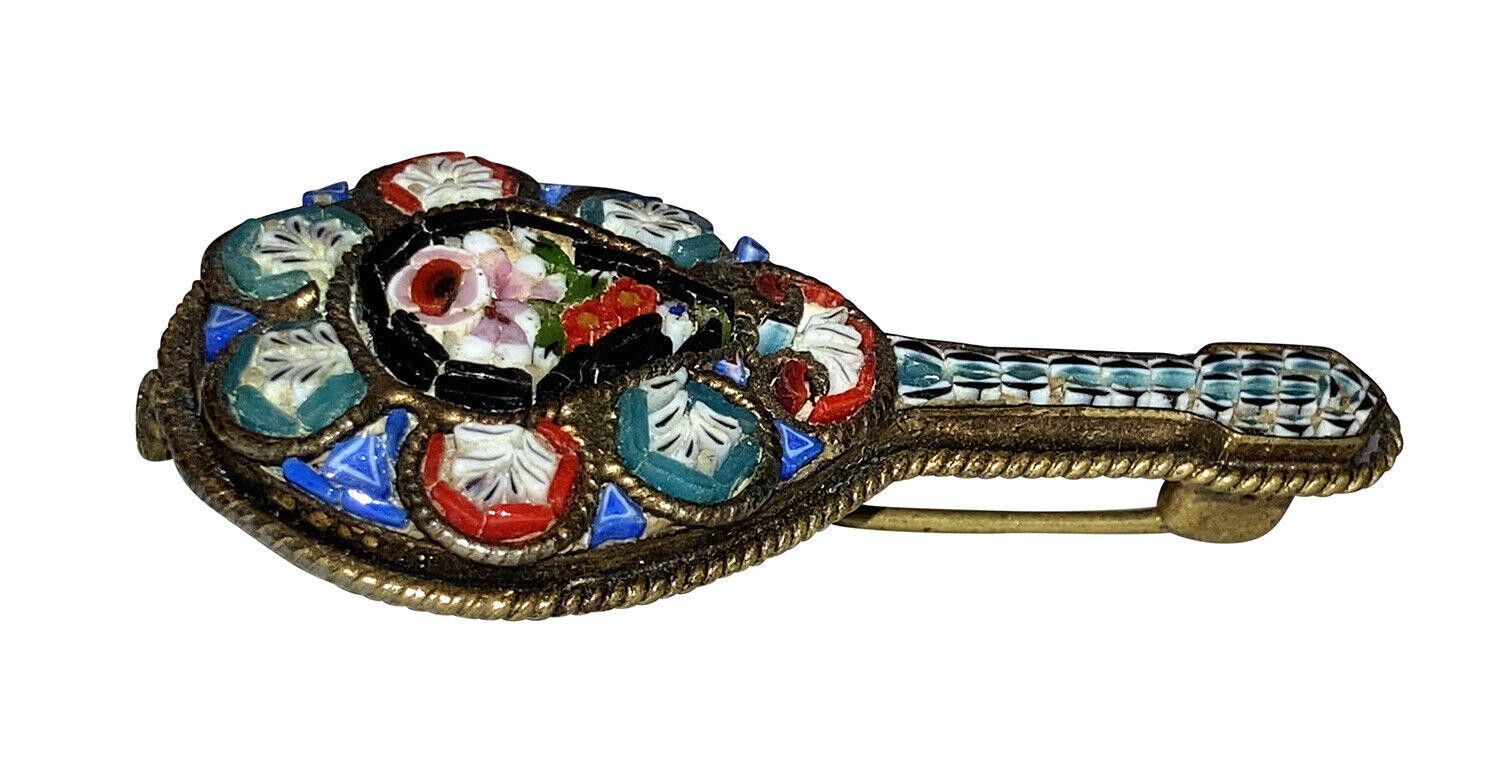 Designer Micro Mosaic Mandolin Italian Pin Grand Tour Size ONE SIZE - 2 Thumbnail
