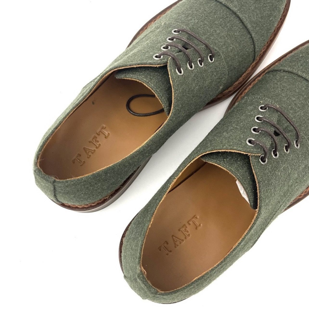 TAFT TAFT The Kennedy Shoe Green Wool Leather Oxford Cap Toe $275 Size US 7.5 / EU 40-41 - 6 Thumbnail
